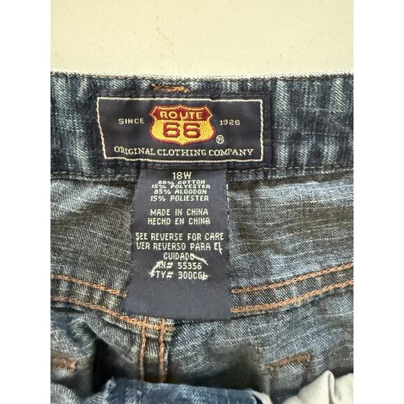 Y2K Route 66 Button Fly Copper Embroidered Western Denim Jeans Size 18W Blue - Picture 8 of 13